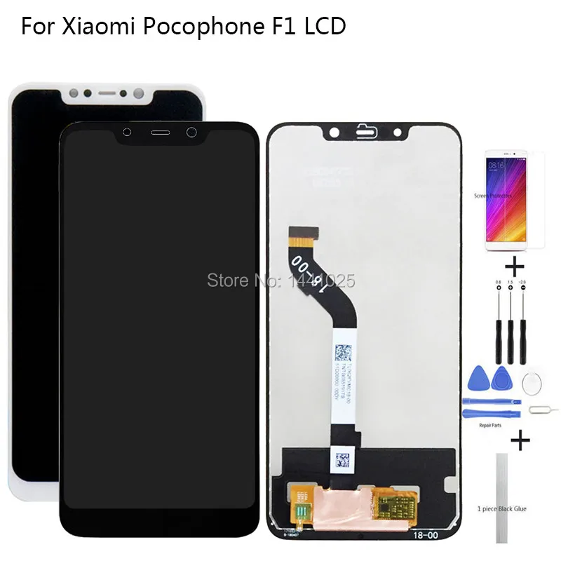 Замена экрана дисплея для Xiaomi Pocophone F1 LCD сенсорный экран 6 18 дюймов черный белый