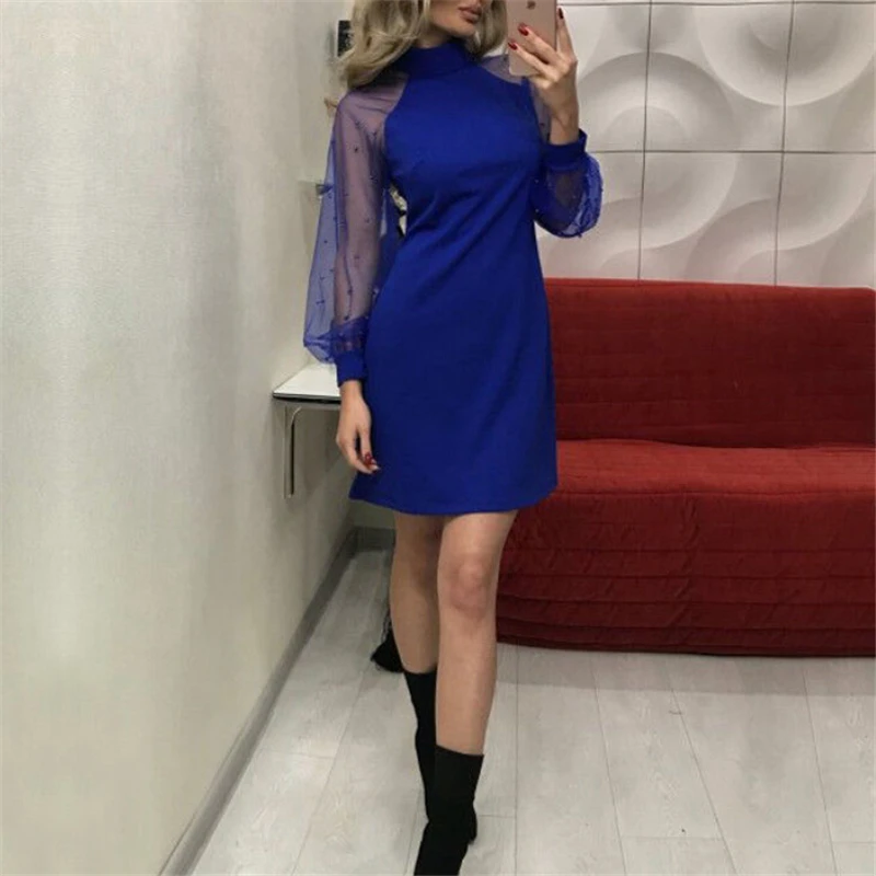 Женские платья сексуальное женское прозрачное Сетчатое мини платье с длинным