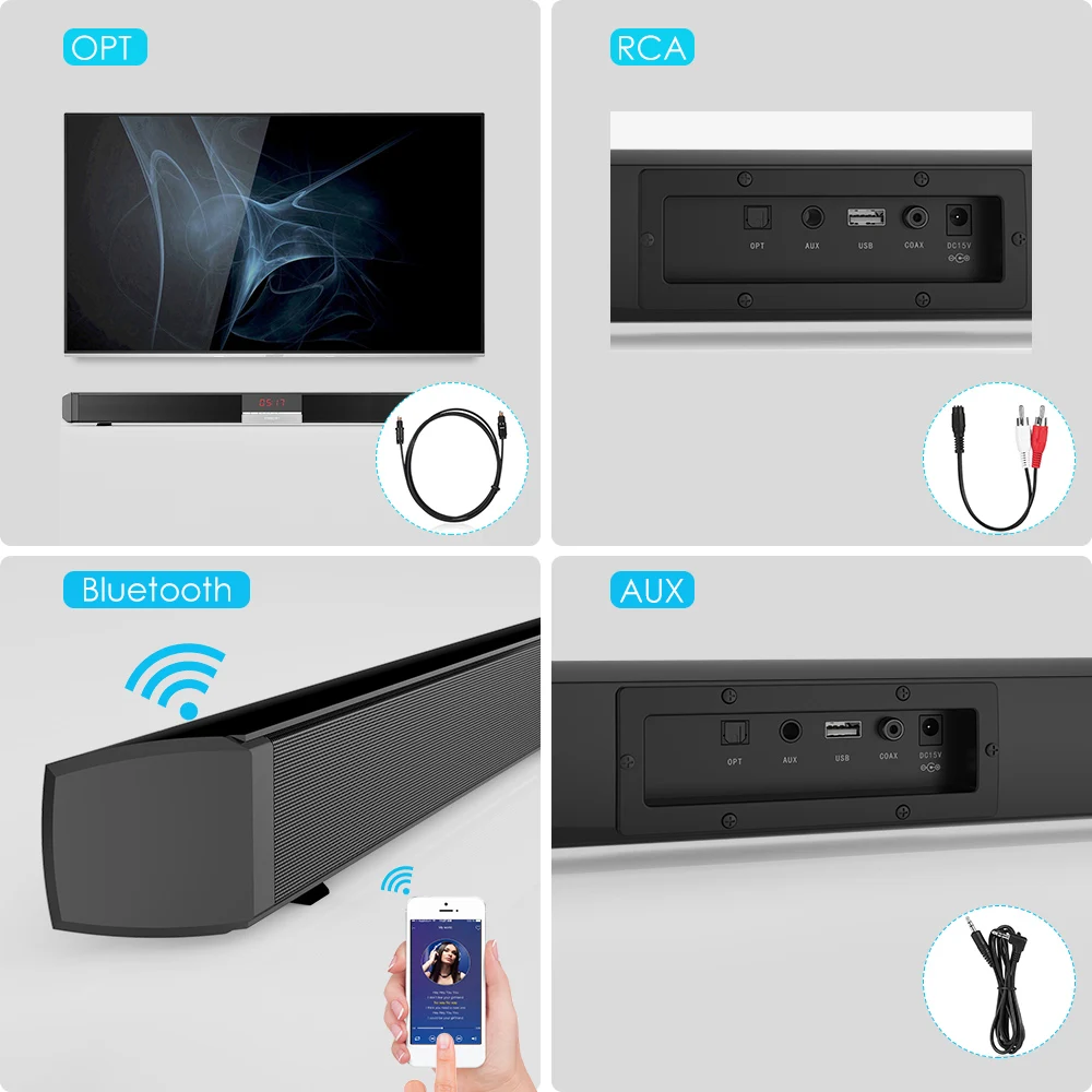 GBtiger ZEE беспроводной Bluetooth Саундбар динамик для домашнего кинотеатра стерео звук 4