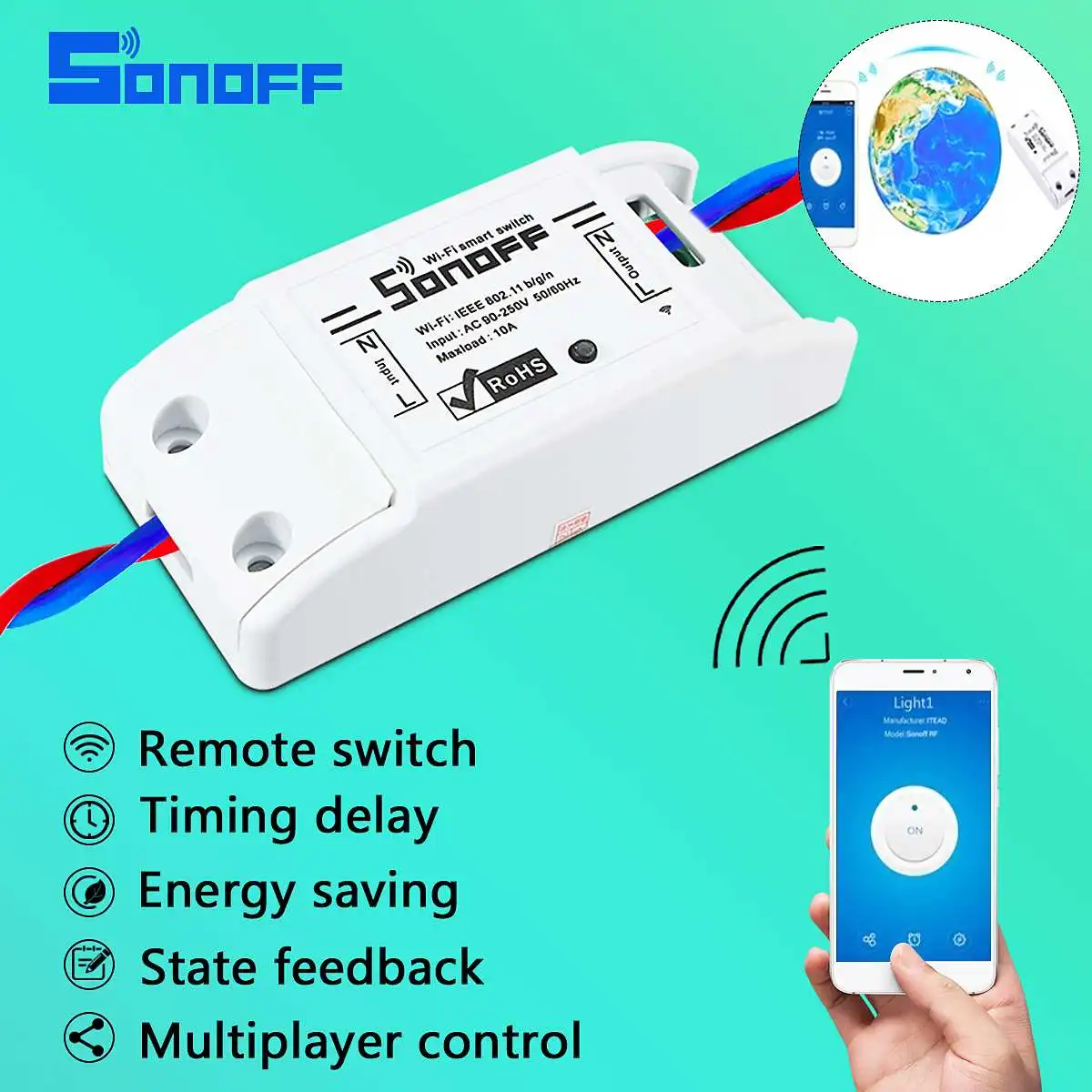 SONOFF основной Wi Fi переключатель 10A DIY беспроводной пульт дистанционного