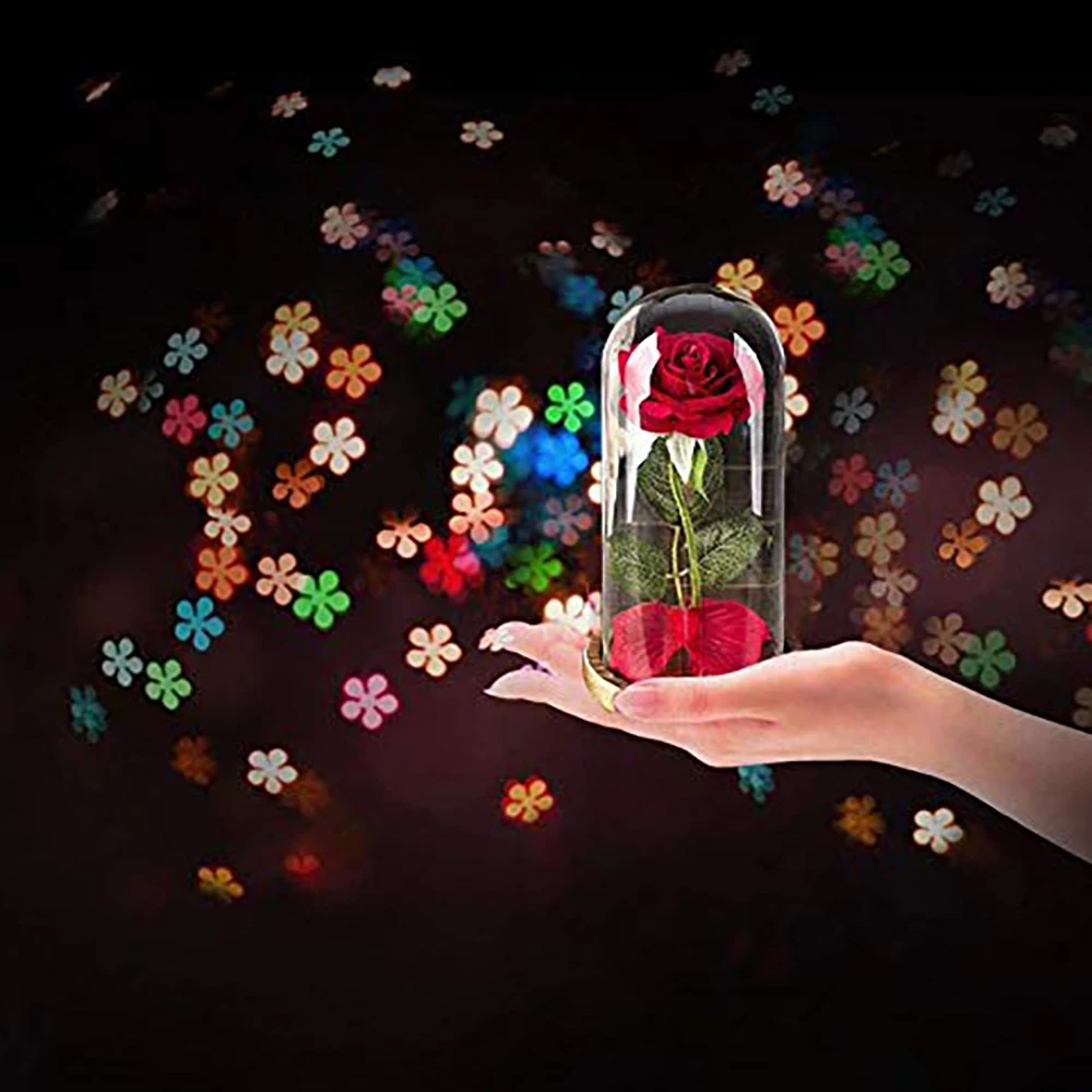 USB Красавица и Чудовище красная шелковая Роза светильник ка с опавшими