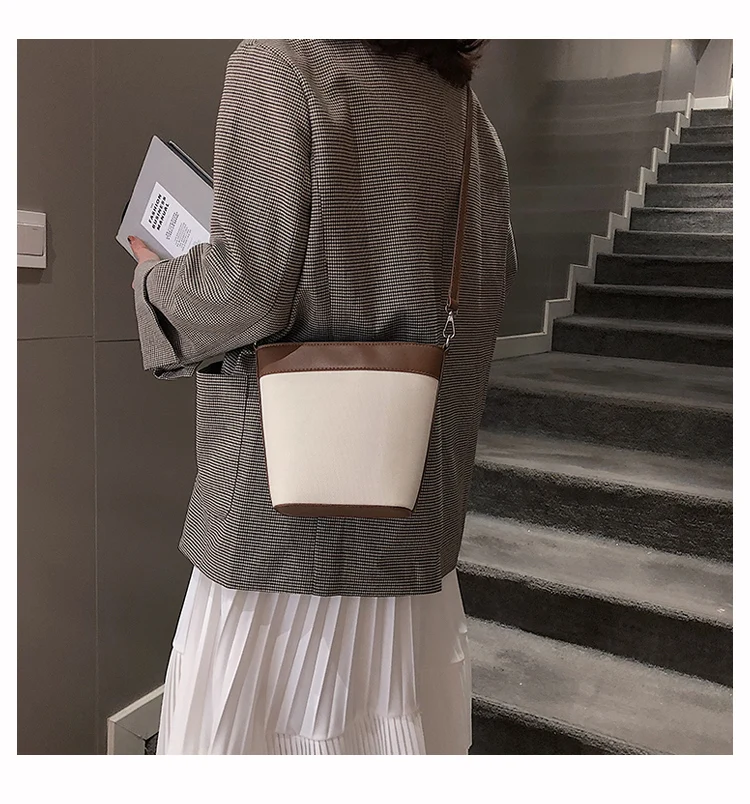 Advanced sense bag female 2019 new style 100-lap Korean version collision color bucket simple and oblique shoulder | Багаж и сумки