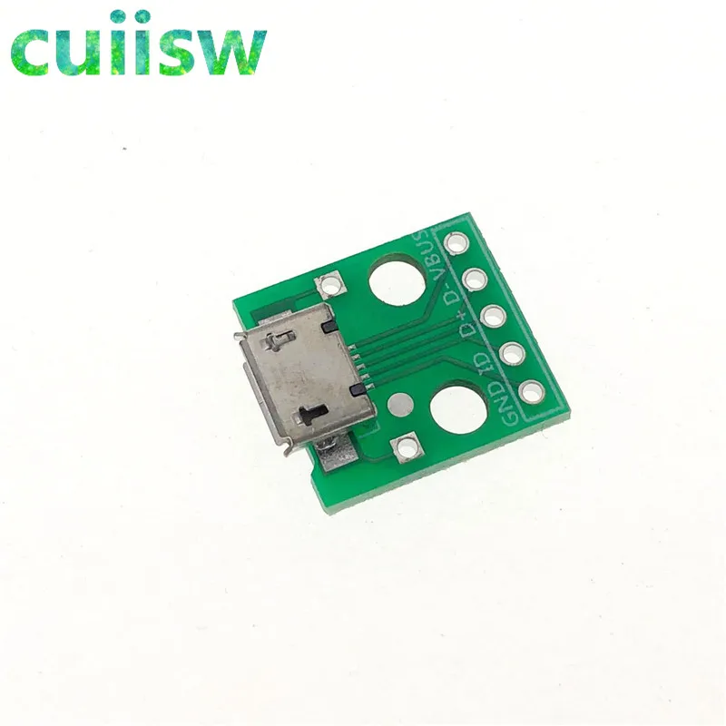 Cuiisw 10 шт. MICRO USB Для DIP адаптера 5pin гнездовой разъем конвертер печатной платы типа