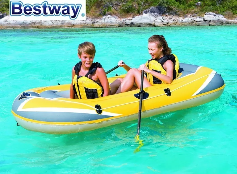 61064 Bestway 2 28 m x 1 21 m(90 &quot* 48&quot) надувная рыбацкая лодка/3 местная пластиковая