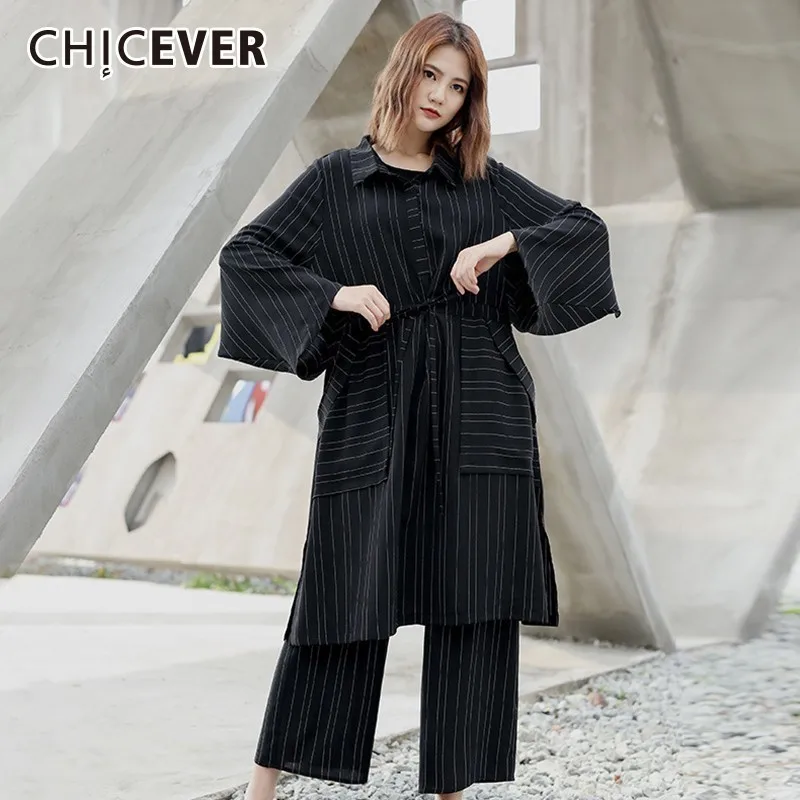 Комплект из двух предметов CHICEVER весенний Свободный Топ с отложным воротником и