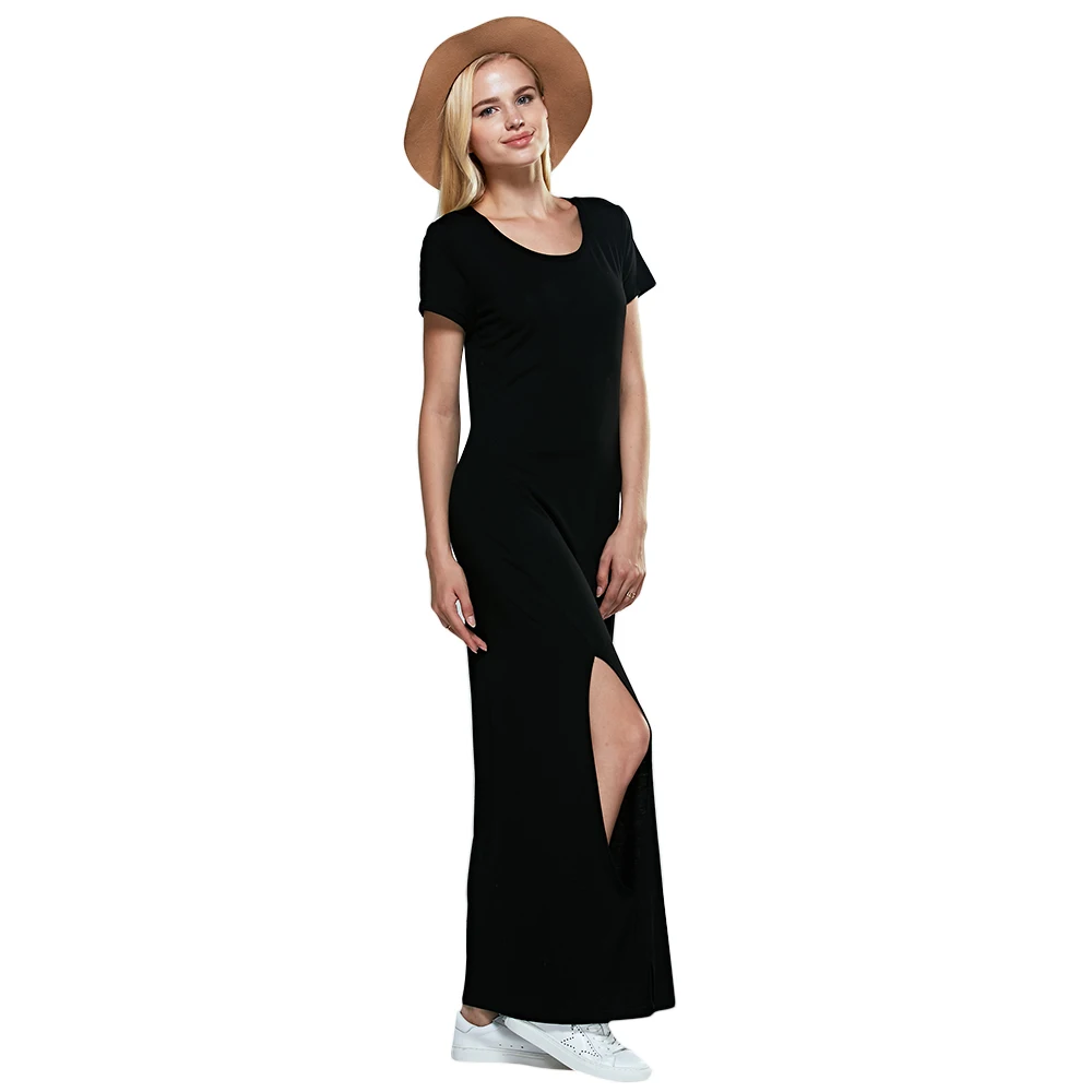 Фото Женское платье с коротким рукавом Rosegal черное Повседневное круглым вырезом и