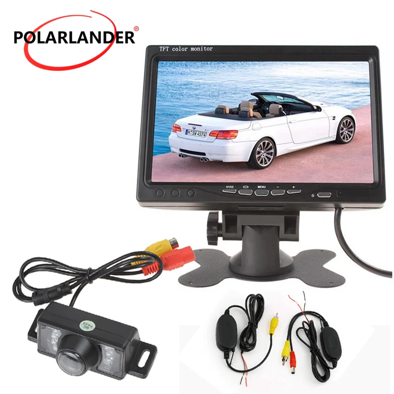 

7LED IR Lights Night Vision camera rearviwe with wireless 7 Inch TFT LCD Color Display Screen Car Rear View Monitor