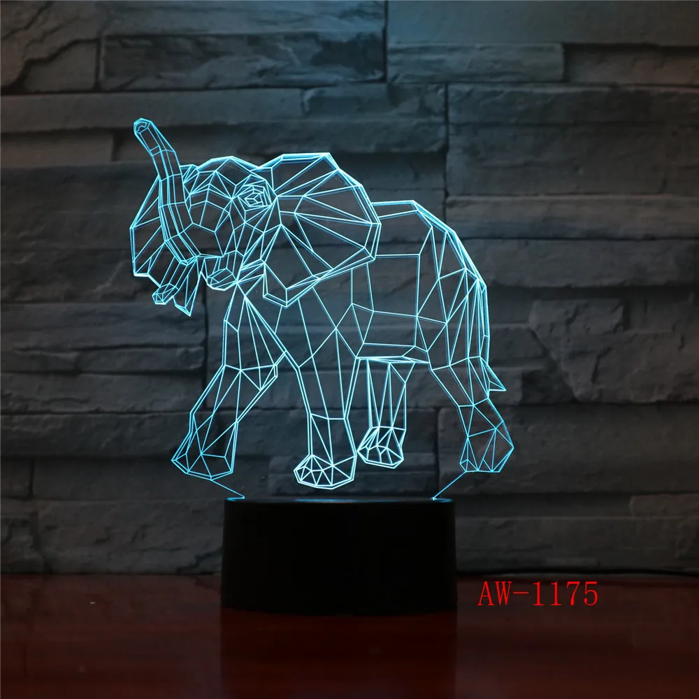 

Amazing 3d Illusion Elephant Lamp LED Night Lights with 7 Colors Lamp as Home Decoration Cute Gifts for Boys Girls AW-1175