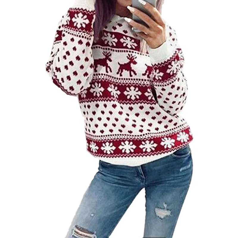 2018 Christmas Printed Jumper Ladies Fashion Long Sleeve Party Sweatshirt Women Autumn O Neck Female Tops Thin Traksuits | Женская