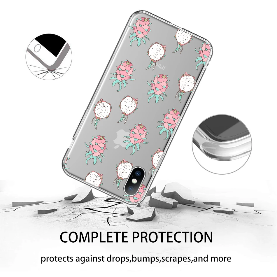 Прозрачный чехол USLION с фруктами для iPhone 11 Pro Max X XS XR Xs мягкий из ТПУ 6s 7 8 Plus 5s SE на