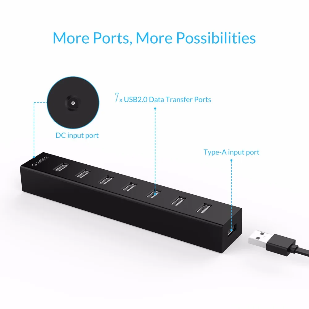ORICO usb хаб Мульти 7 портов USB 2 0 Разветвитель переключатель с 30 см кабель для