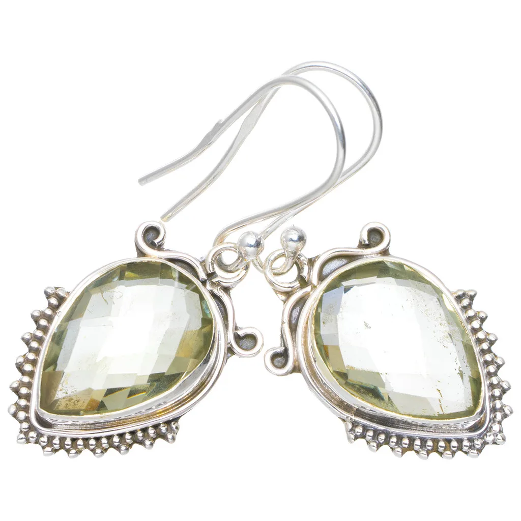 Natural Green Amethyst Handmade Unique 925 Sterling Silver Earrings 1.5&quot A0865 | Украшения и аксессуары