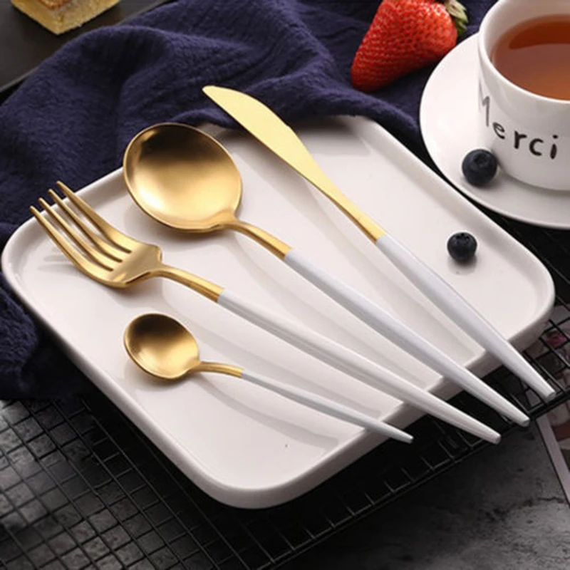 Нержавеющая сталь столовый набор из вилок Ножи и наборы ложек Посуда
