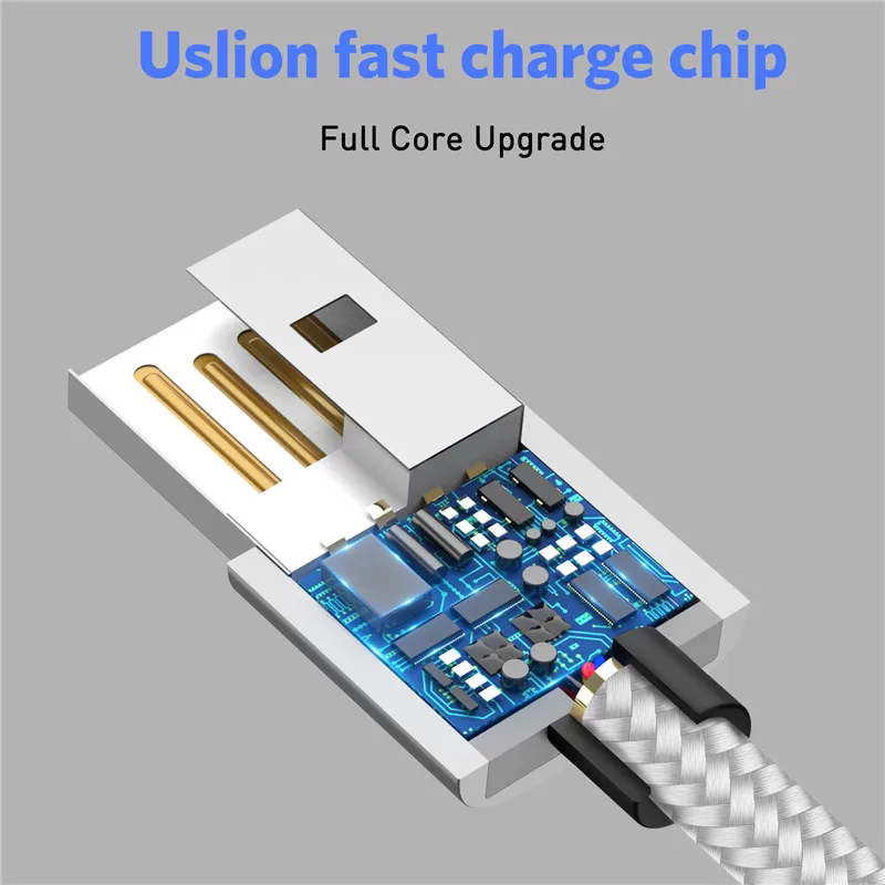 USLION 1 м светодиодный магнитный USB кабель зарядные устройства для iPhone Xs Max 8 7 6 и usb type