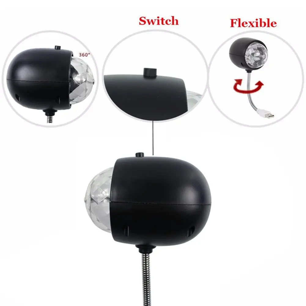 USB Disco Ball Lamp Rotating RGB Colored LED Stage Lighting Party Bulb with 3W Book Light Powered (Black) | Освещение