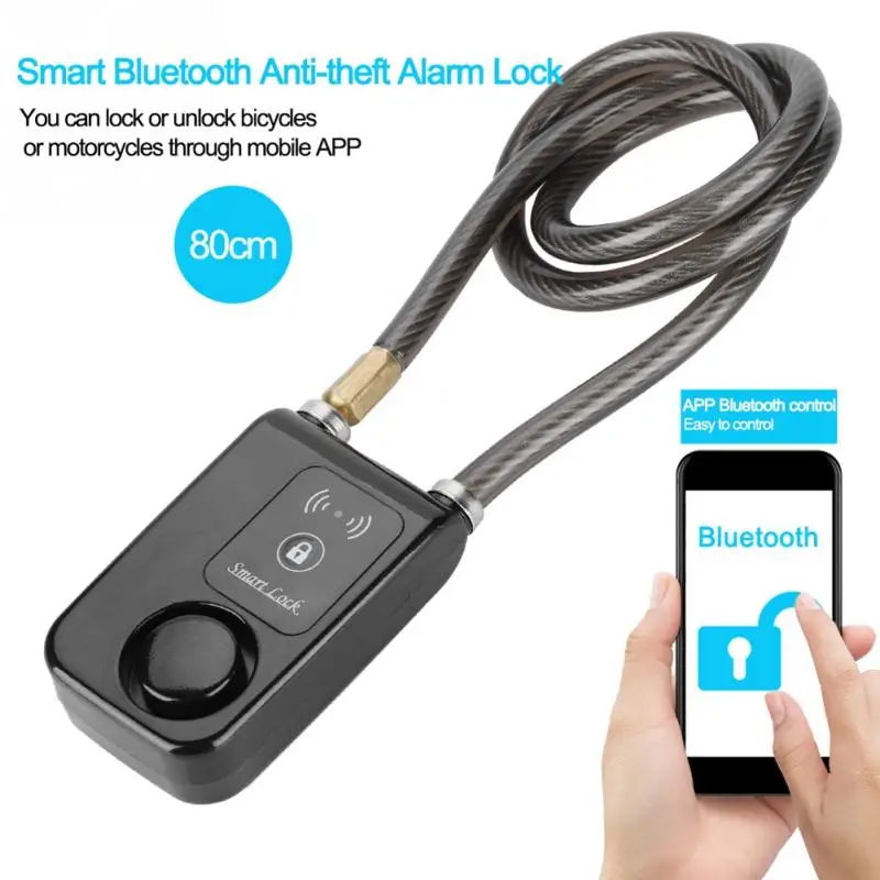 80 см Smart Keyless Bluetooth замок водонепроницаемый 110 дБ трос Противоугонная сигнализация