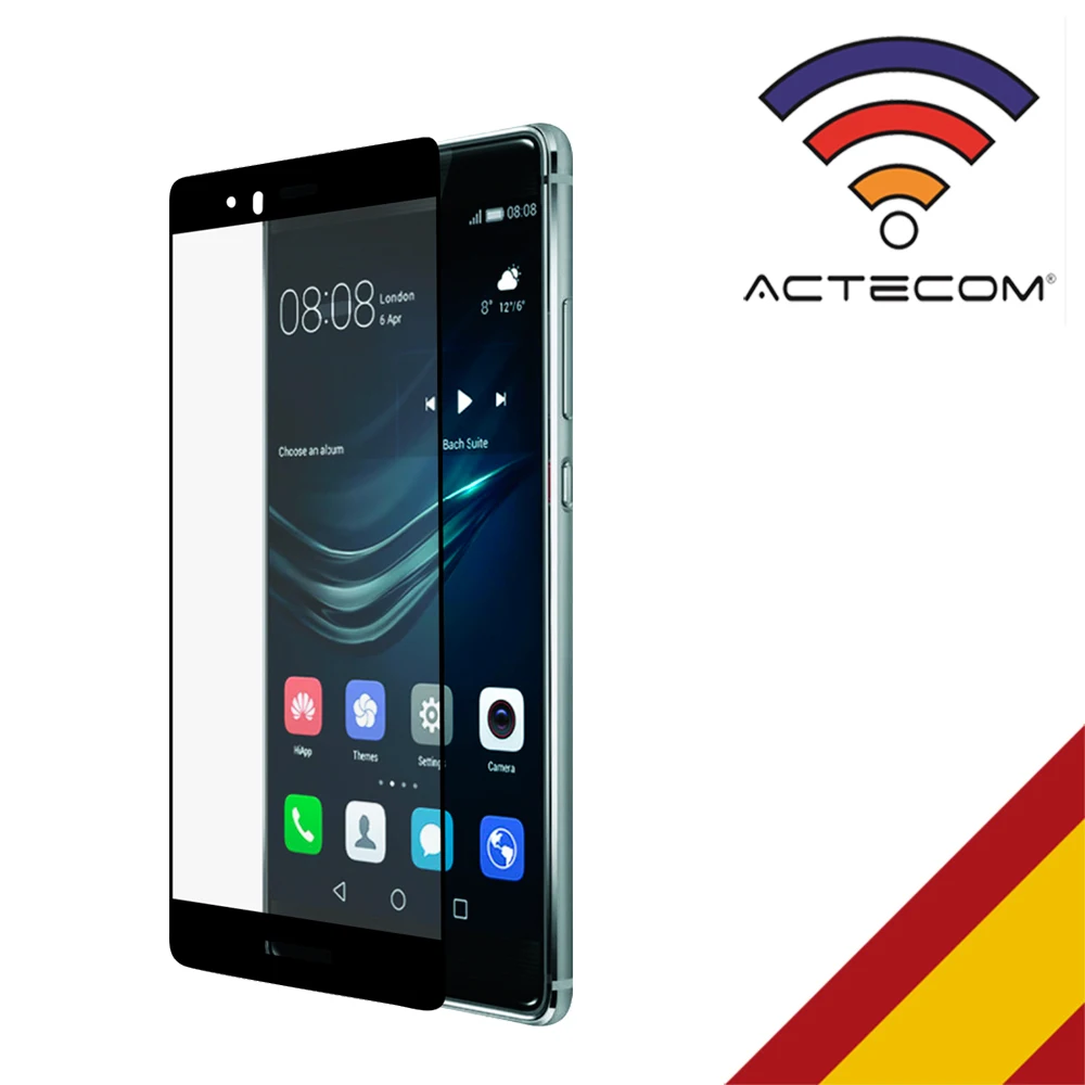 Защитное стекло ACTECOM Pantalla Completo 3D 5D черное закаленное для Huawei P9 | Мобильные