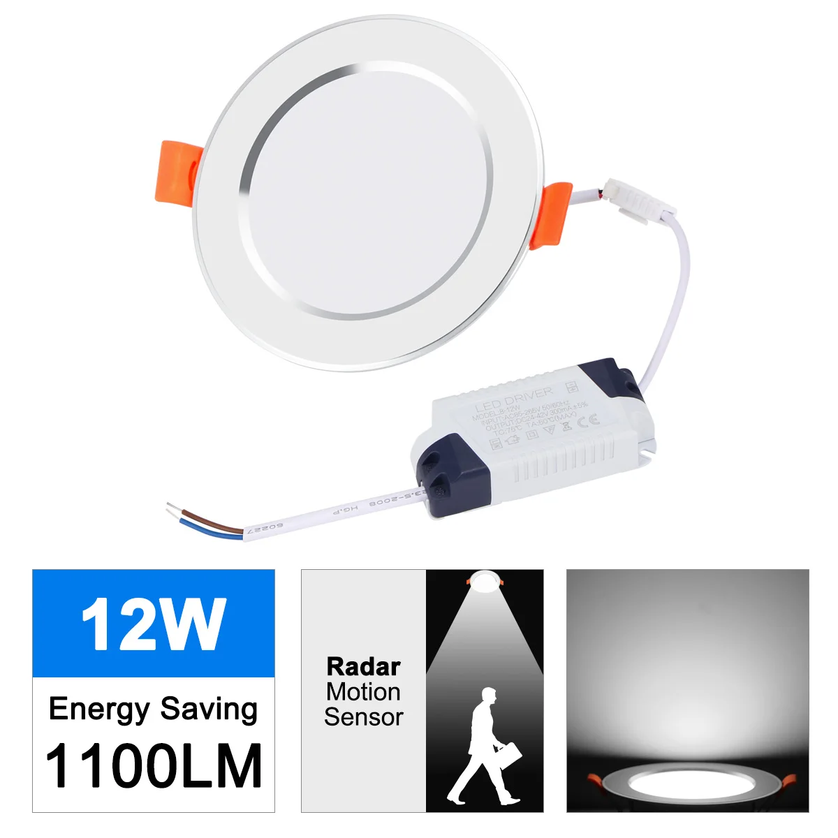 AC 85 265V SMD 2835 потолочный светильник с датчиком движения 7W/9W/12W Светодиодный для
