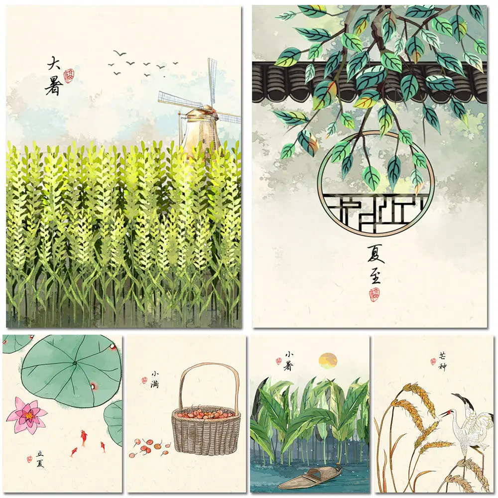 1* Chinese 24 Solar Terms Modern Restaurant Frameless Decorative Painting Traditional Style Home Decor Gift | Дом и сад