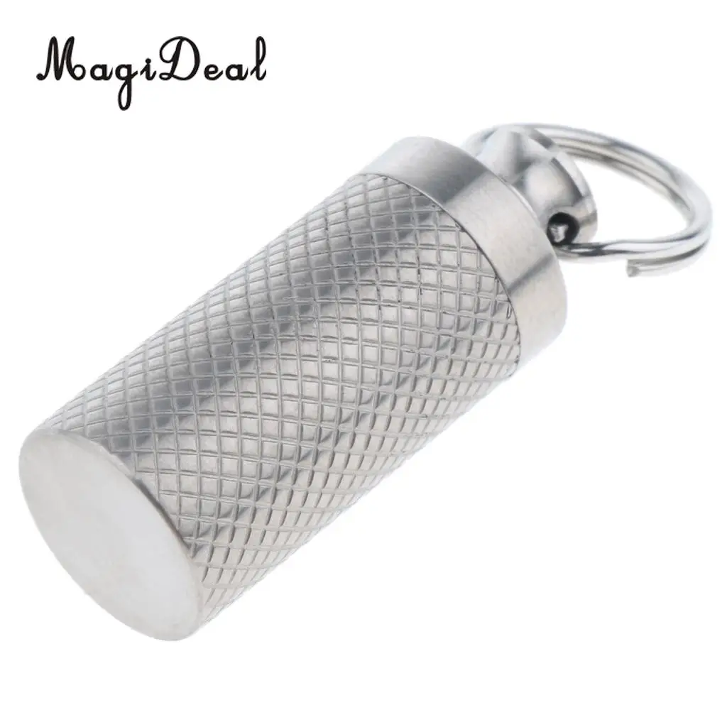 

Portable Waterproof Pocket Pill Box Container Fob Capsule Keychain Keyring