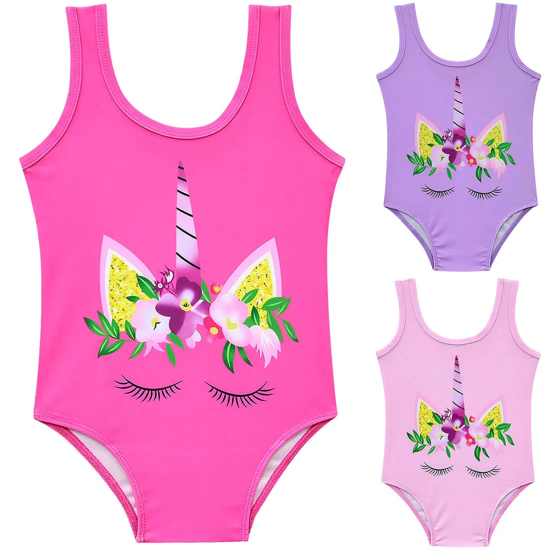 2019 New Summer robe fille Unicorn Girls Beach Style dress vaiana Bikini one piece Swimwear Kids Children girl Swimsuits biquini | Детская
