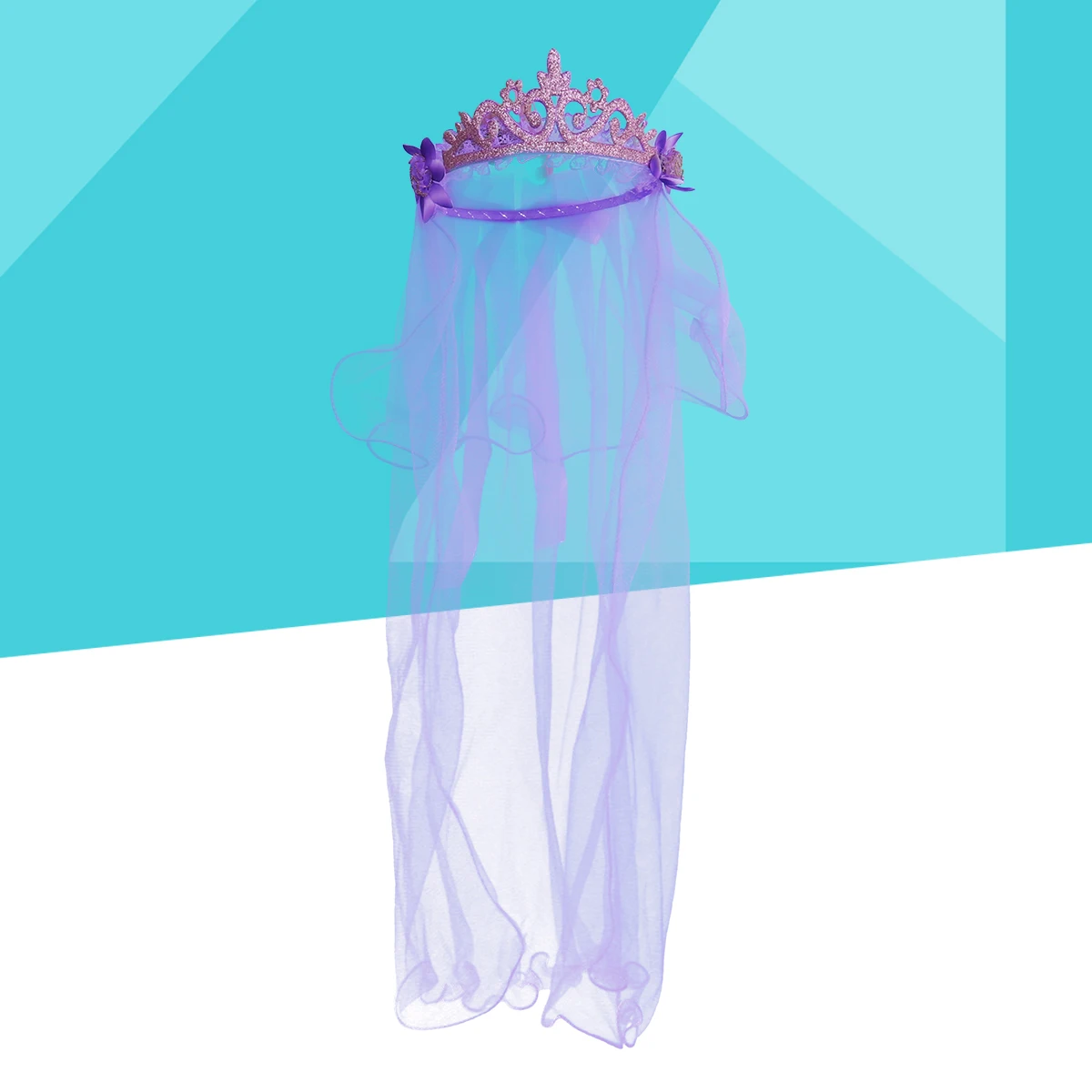 Нежный цветок Девушки вуали Корона два слоя белый свадебный Причастие волос