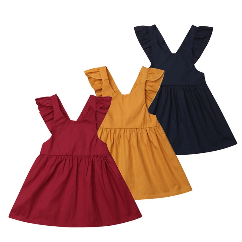 

Вечернее платье принцессы для девочек, однотонные плиссированные платья без рукавов с оборками, платье для девочек, детская одежда, Детские...