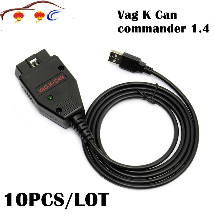 Лучшая цена! 10 шт./лот Super VAG K + CAN Can Commander 1 4 Vag USB OBD диагностический интерфейс OBD2 OBDII