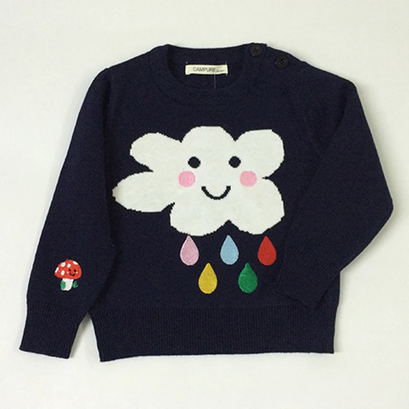 2019 вязаный свитер для малышей на осень и зиму пуловер с вышивкой грибов