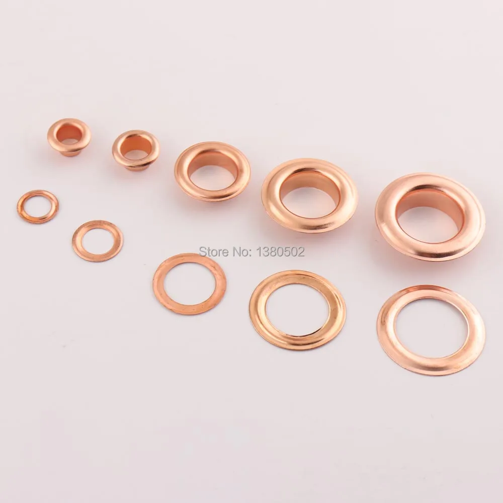 

100pcs/lot 9/10/16/20/23mm outer diameter Rose gold color Eyelets with washer Grommets for bag garment accessories