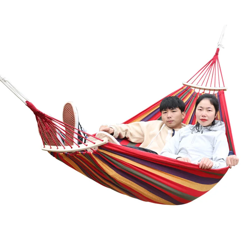 

Hammock With Wood Stick Outdoor Indoor Canvas Patio Swing Picnic Furniture Camping Beach Folding Hanging Chair Garden Set