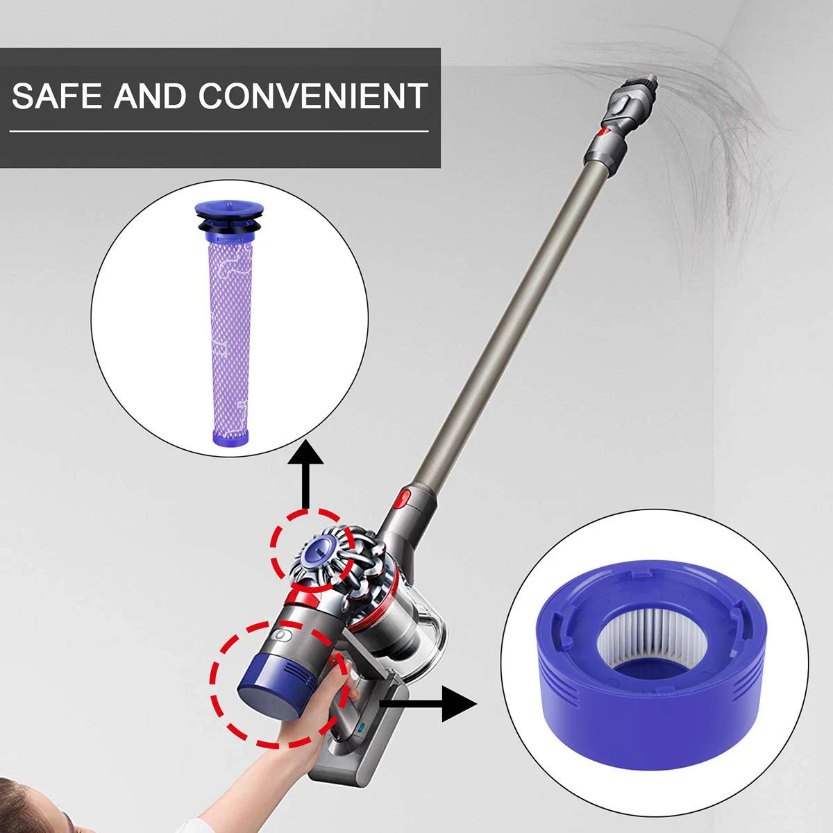 Горячая 2 упаковка Замена для Dyson V8 предварительный фильтр + HEPA пост совместимый V7