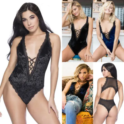 Новое Женское нижнее белье пижамы Боди бархатные боди платье G String Babydoll
