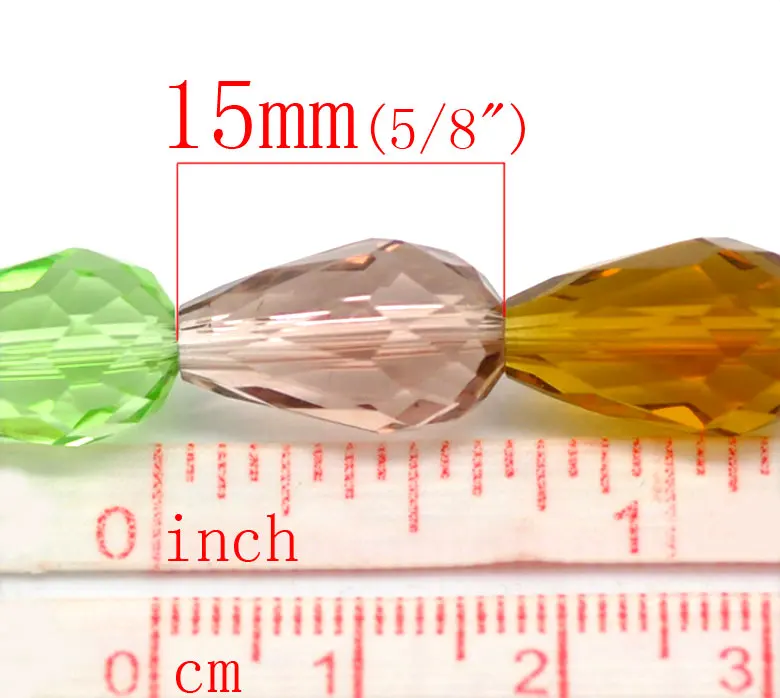 DoreenBeads 1 нить смешанные Хрустальные стеклянные граненые каплевидные бусины 15x10 мм