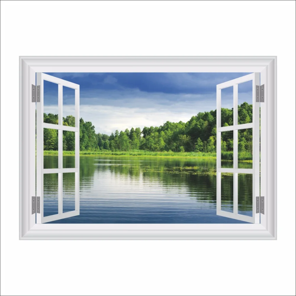Natural Forest Tree Wall Sticker Living Room Bedroom TV Background Sofa home Decor 3D Window Decals Mural Poster | Дом и сад