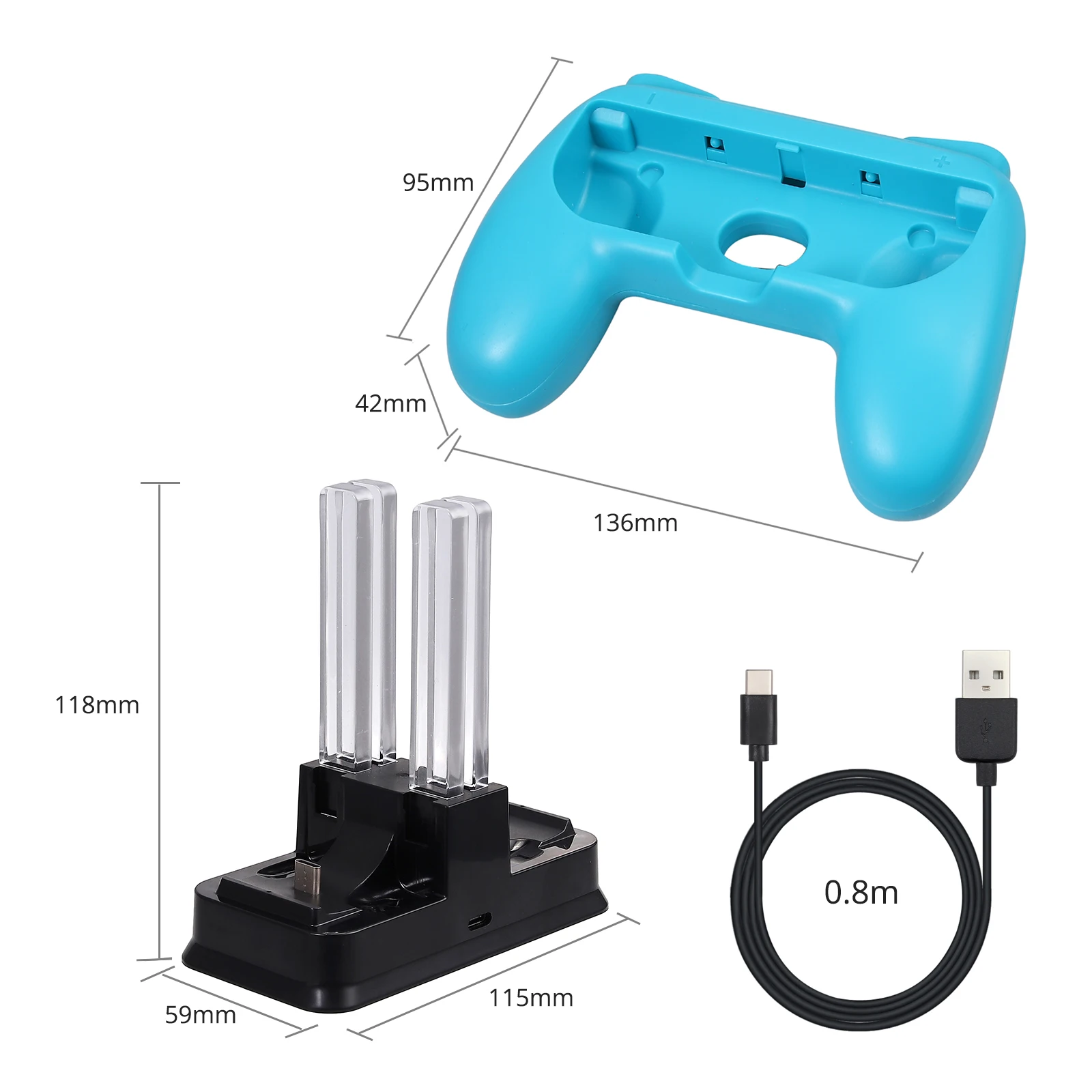 PROZOR для Nintendo Switch Games Grip Caps контроллер зарядное устройство аксессуары комплект