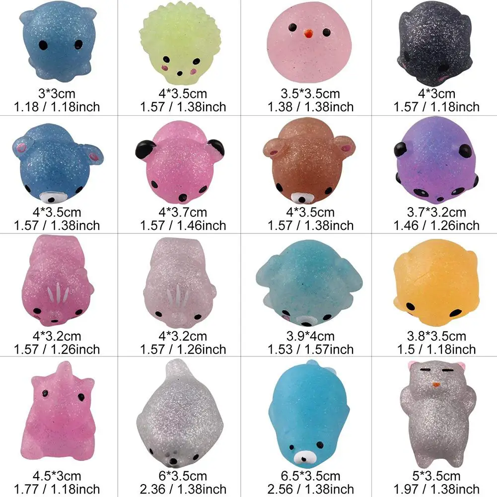 Сжимаемые игрушки Mochi блестящие мини-игрушки в форме животных сжимаемые для