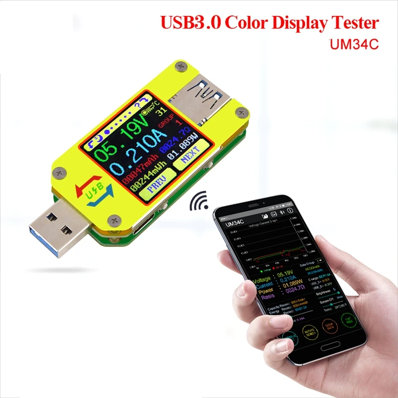 Rd Um34C для приложения Usb 3 0 тип-c Вольтметр постоянного тока Амперметр измеритель