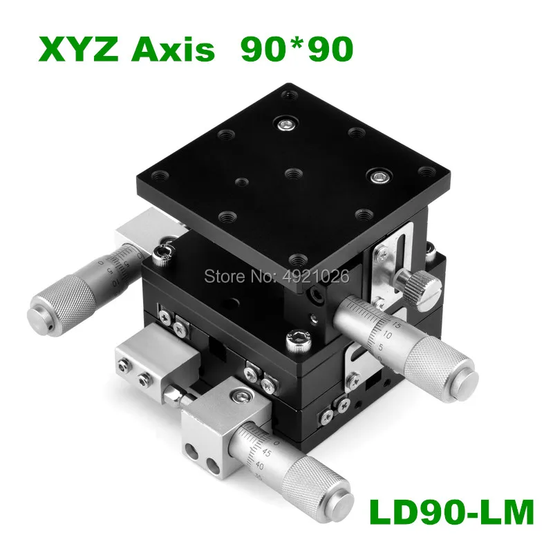 

XYZ 3 Axis XYZ90-LM Trimming Station Manual Displacement Platform Cross Roller Guide Way Linear Stage Sliding Table LD90-LM