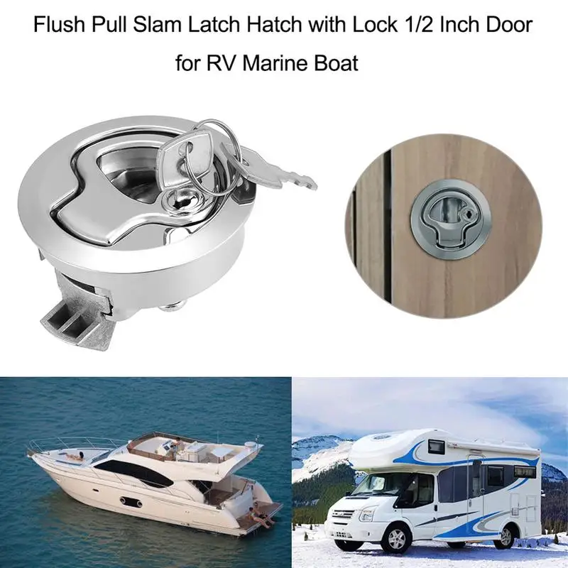 

Flush Pull Slam Latch Cabinet RV Yacht Door Lock 2 Inch Drawer Password Oat Door Latches Locking Key For Boat Room Cabinet Cam