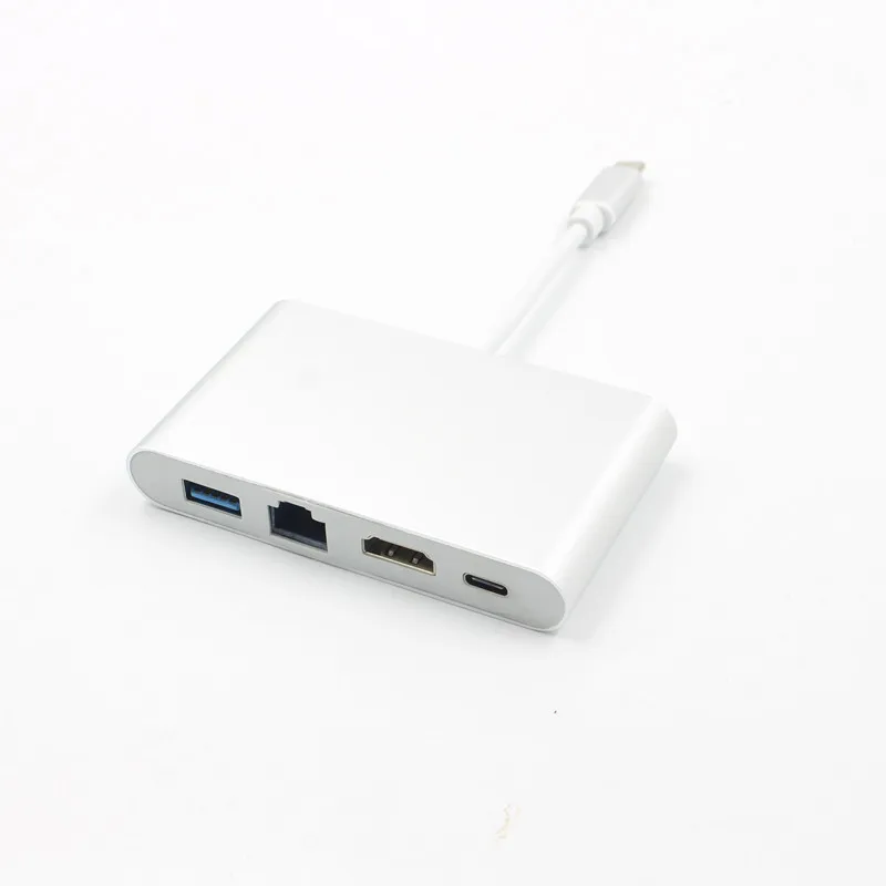 Адаптер 4 в 1 с USB 3 на HDMI 4K RJ45 Ethernet и USB3.0|Компьютерные кабели разъемы| |
