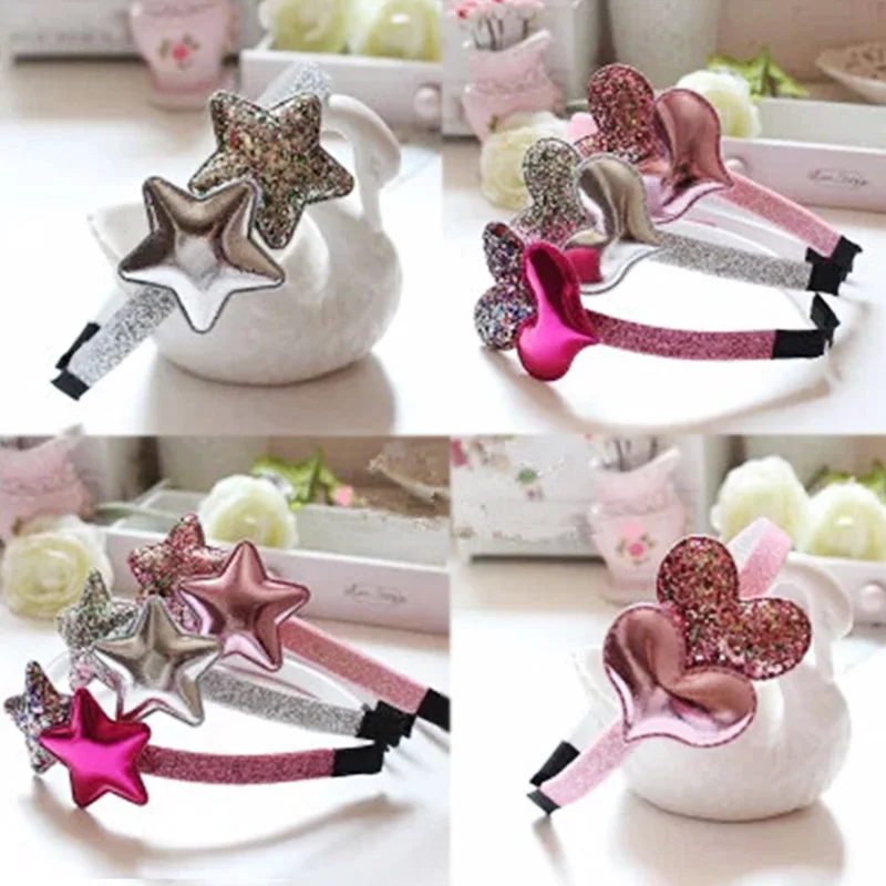 

1PC Star Heart Sequin Girls Hairband Kids Golden Unique Gifts Children Graceful Rose Red Silver Wedding Party Hair Accessories