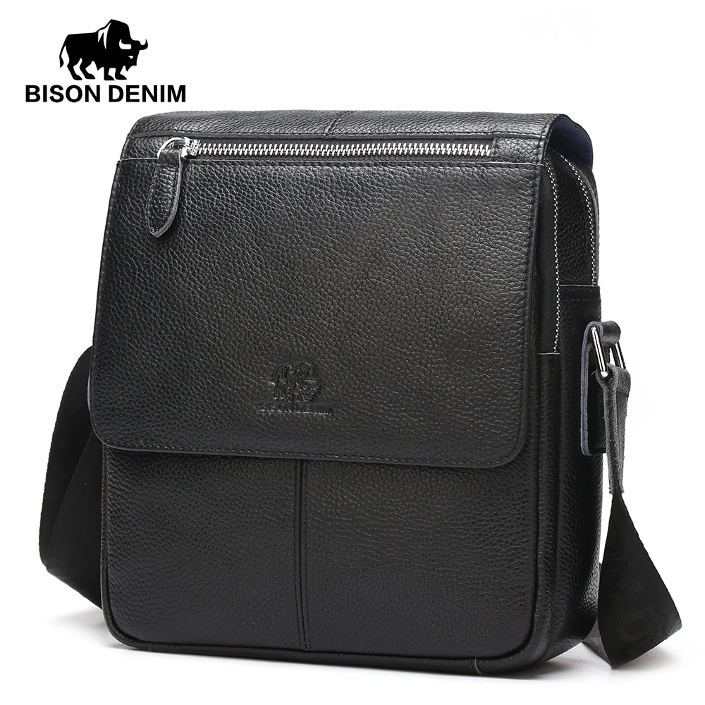 BISON DENIM бренд сумки для мужчин на плечо пояса из натуральной кожи мужчин's