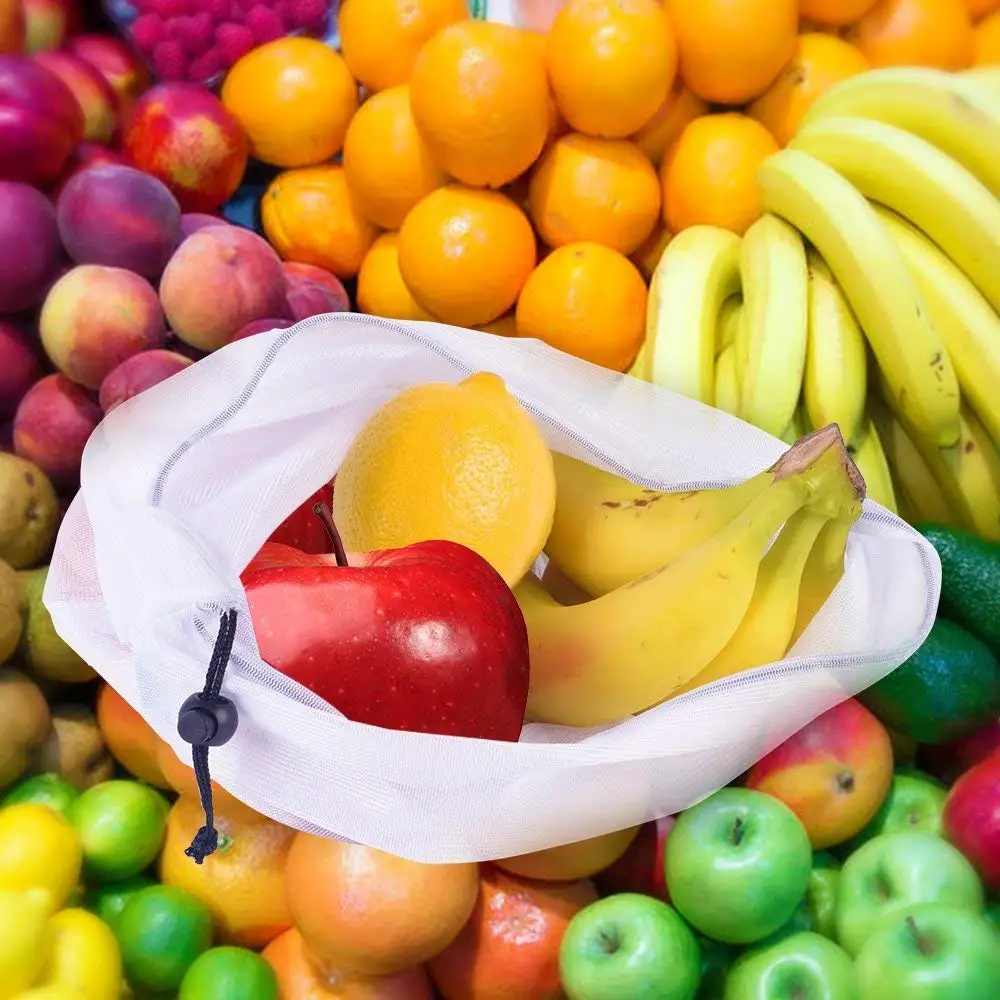 15pcs Eco Friendly Reusable Mesh Produce Bags Transparent Washable Grocery Storage for Fruit Vegetable Toys | Багаж и сумки
