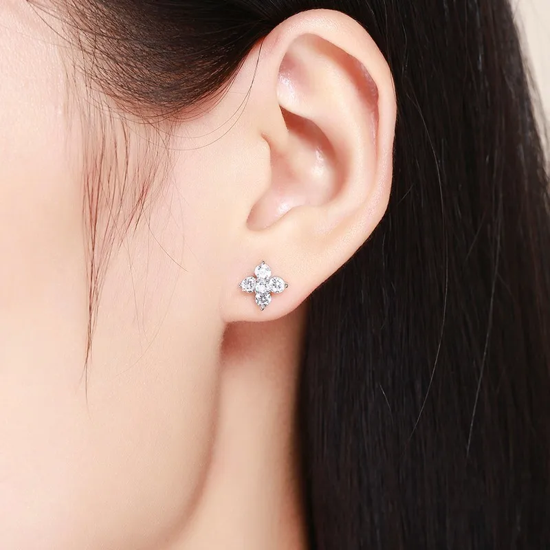 Милые круглые маленькие серьги гвоздики из стерлингового серебра 925 пробы с