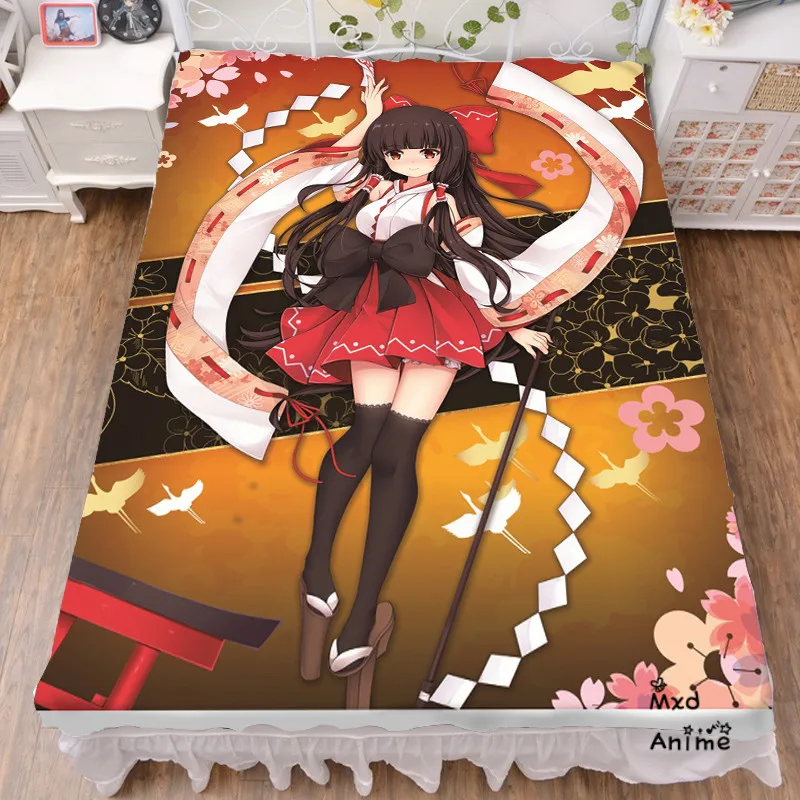 

Japanese Anime TouHou Project Hakurei Reimu Girl Bed sheets cartoon bedsheets cute anime bedding Summer Quilt Bedding