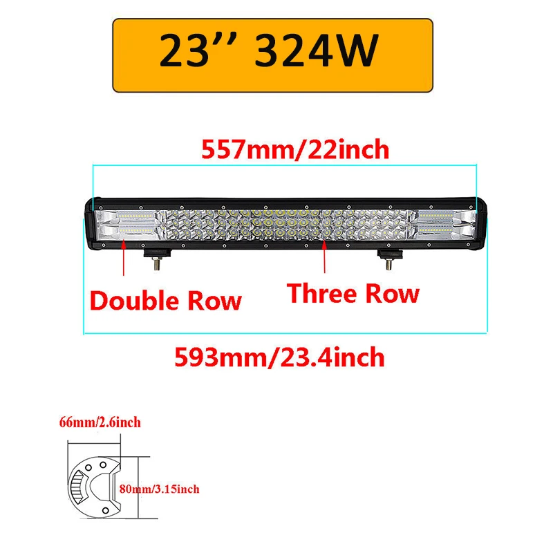 Auxtings 14 &quot17&quot 20 &quot23&quot 3 рядный светодиодный световой бар внедорожный