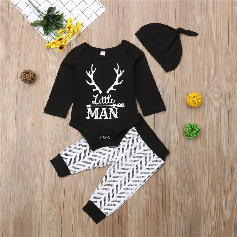 Brand Newest Newborn Infant Baby Boys Outfits Clothes Litter Man Bodysuit Pants Leggings Set Long Sleeve Cotton Clothing |