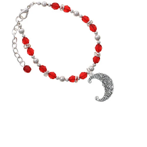 Браслет Silvertone Big Swirl Man in Moon красные бусинки| |