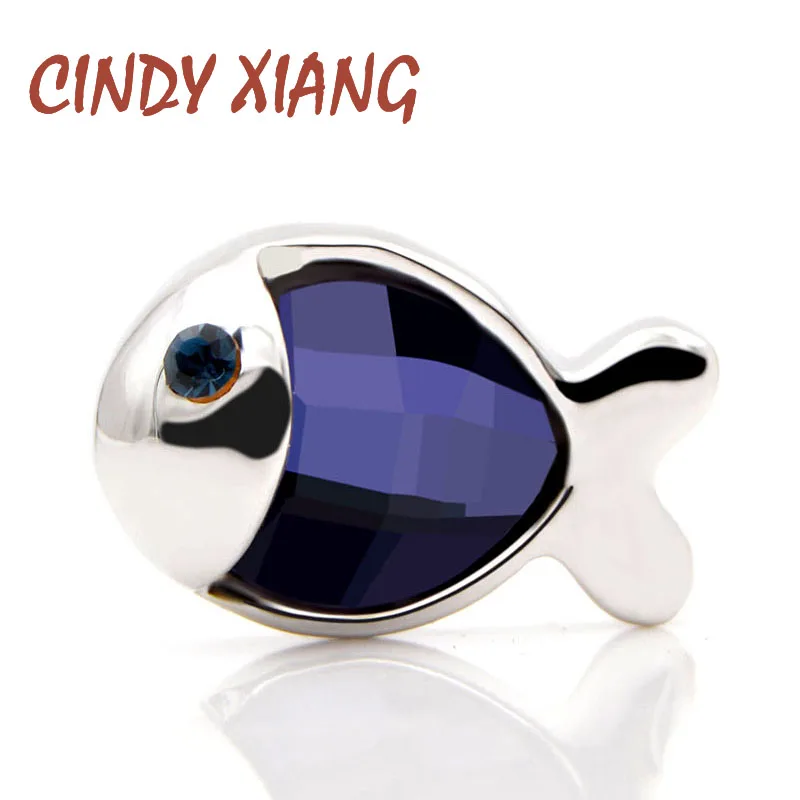

CINDY XIANG Cute Crystal Fish Collar Brooches Unisex Small Animal Brooch Pin Shirt Accessories Wedding Jewelry Bijouterie Broch